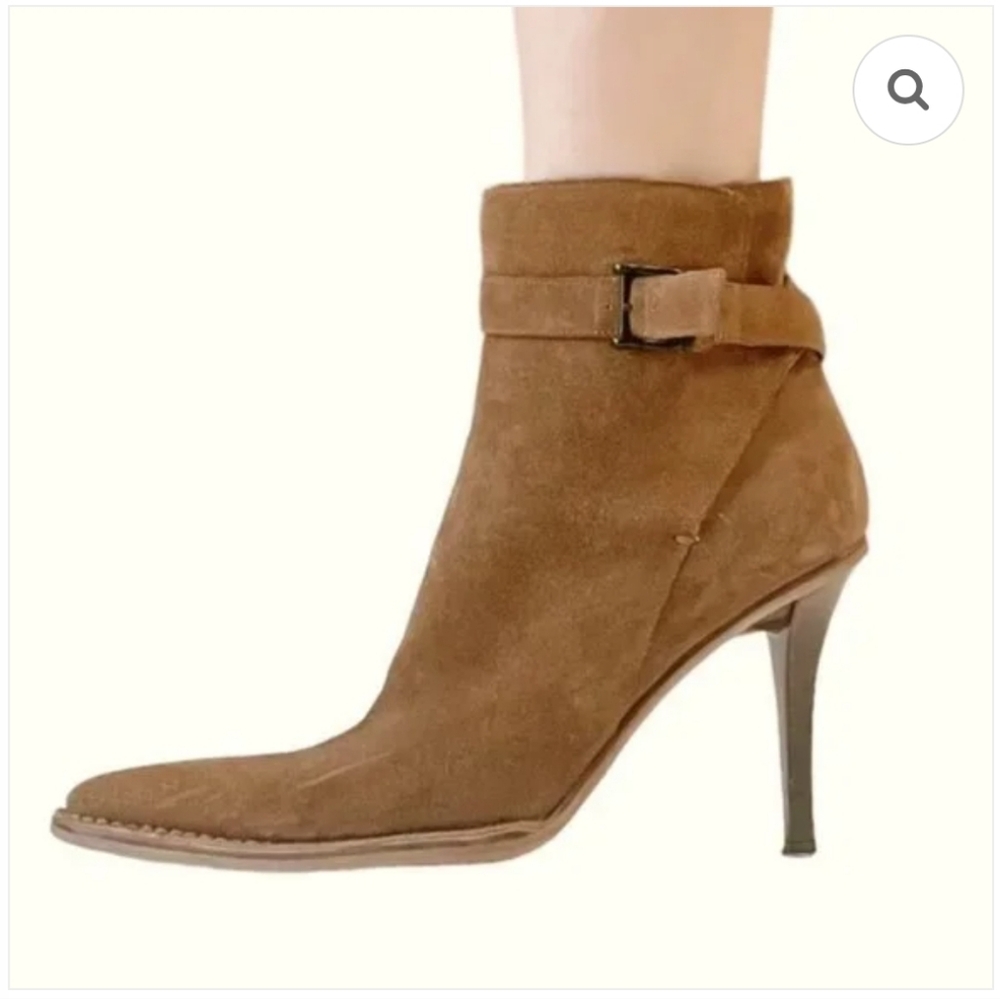 Gucci Brown Suede Pointed Toe Stiletto Heel Ankle Boots 37.5 C Us 7.5